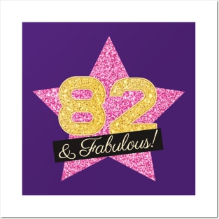 82nd Birthday Gifts Women Fabulous - Pink Gold Posters and Art